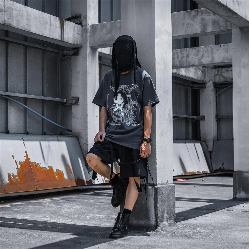 Streetwear Robotic Anime Girl Loose T-Shirt ,  - Streetwear T-Shirt - Slick Street