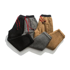 Solid Color Drawstring Fleece Pants , - Streetwear Pant - Slick Street