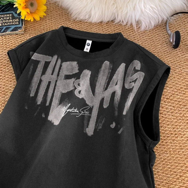 Basketball Vest Sleeveless Loose T-Shirt Black, XS - Streetwear T-Shirt - Slick Street