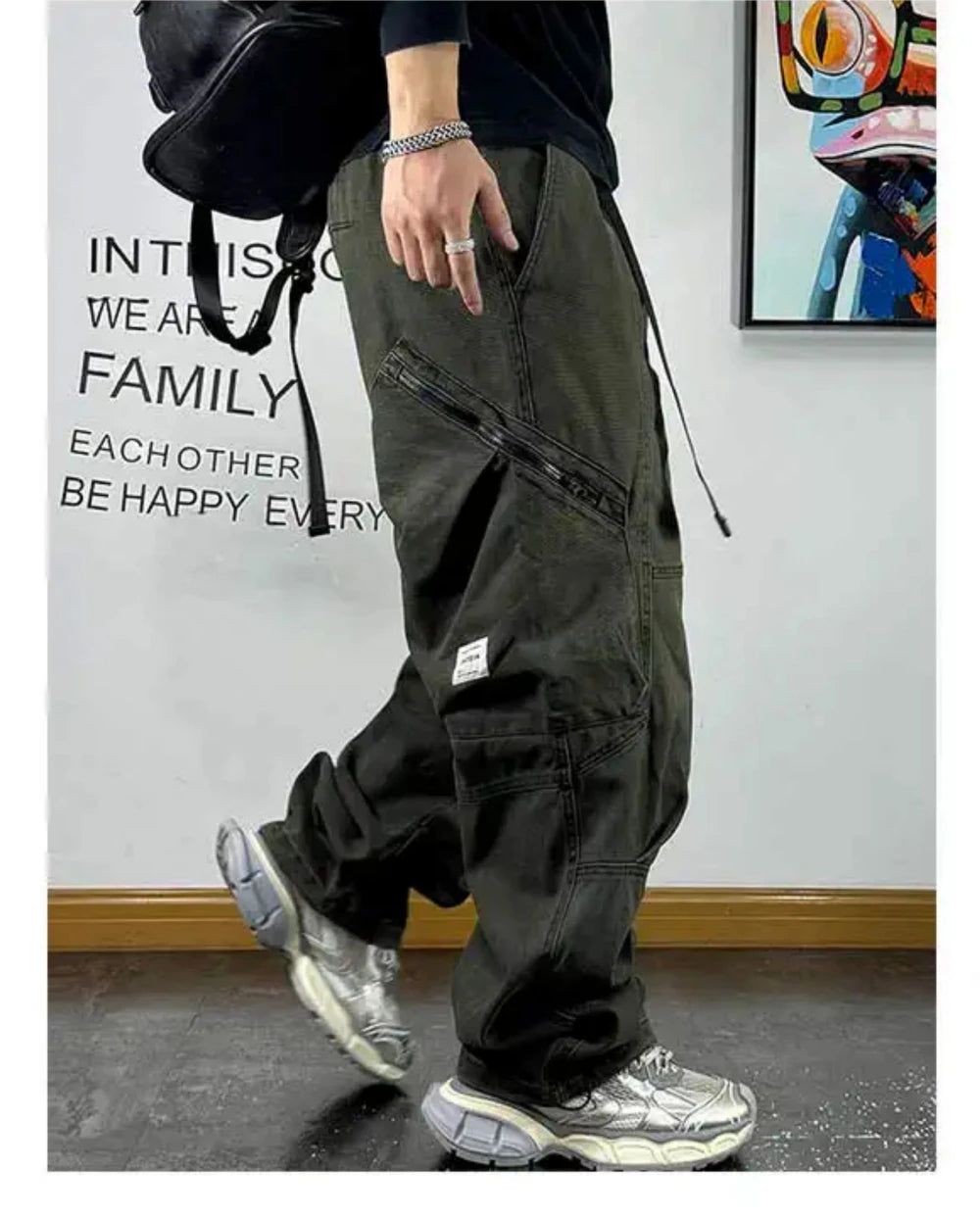 Multi-Pocket Cargo Baggy Pants , - Streetwear Pants - Slick Street
