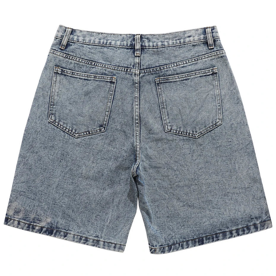 Star Denim Shorts , - Streetwear Shorts - Slick Street