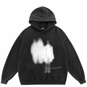 Gothic Washed Freak Ghost Protocol Hoodie Black, S - Streetwear Hoodie - Slick Street