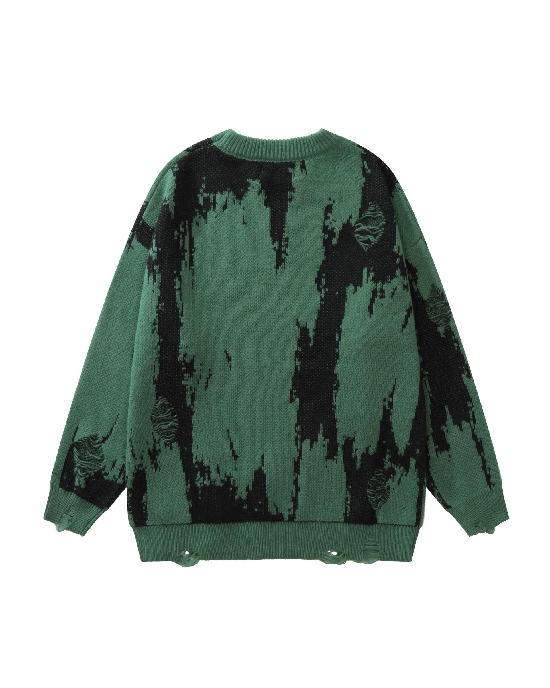 Monochrome Distressed Sweater , - Streetwear Sweater - Slick Street