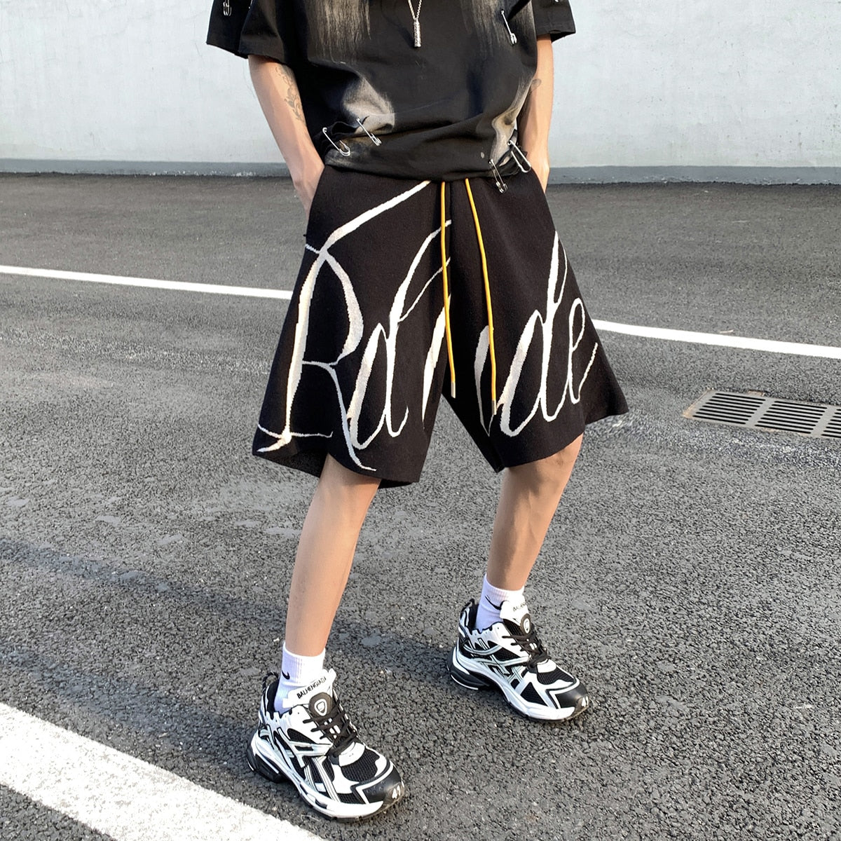 Letter Foam Y2K Knee Length Shorts ,  - Streetwear Shorts - Slick Street