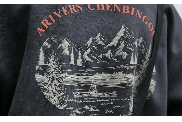 Gray Color Mountain Valley Design Sweater , - Streetwear Sweater - Slick Street