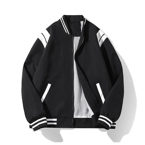 Joint Varsity Stripe Sleeve And Collar Jacket Black, XS - Streetwear Jacket - Slick Street