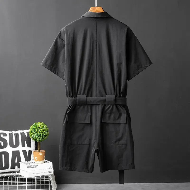 Shadow Knee Length Black Jumpsuit , - Streetwear Jumpsuit - Slick Street