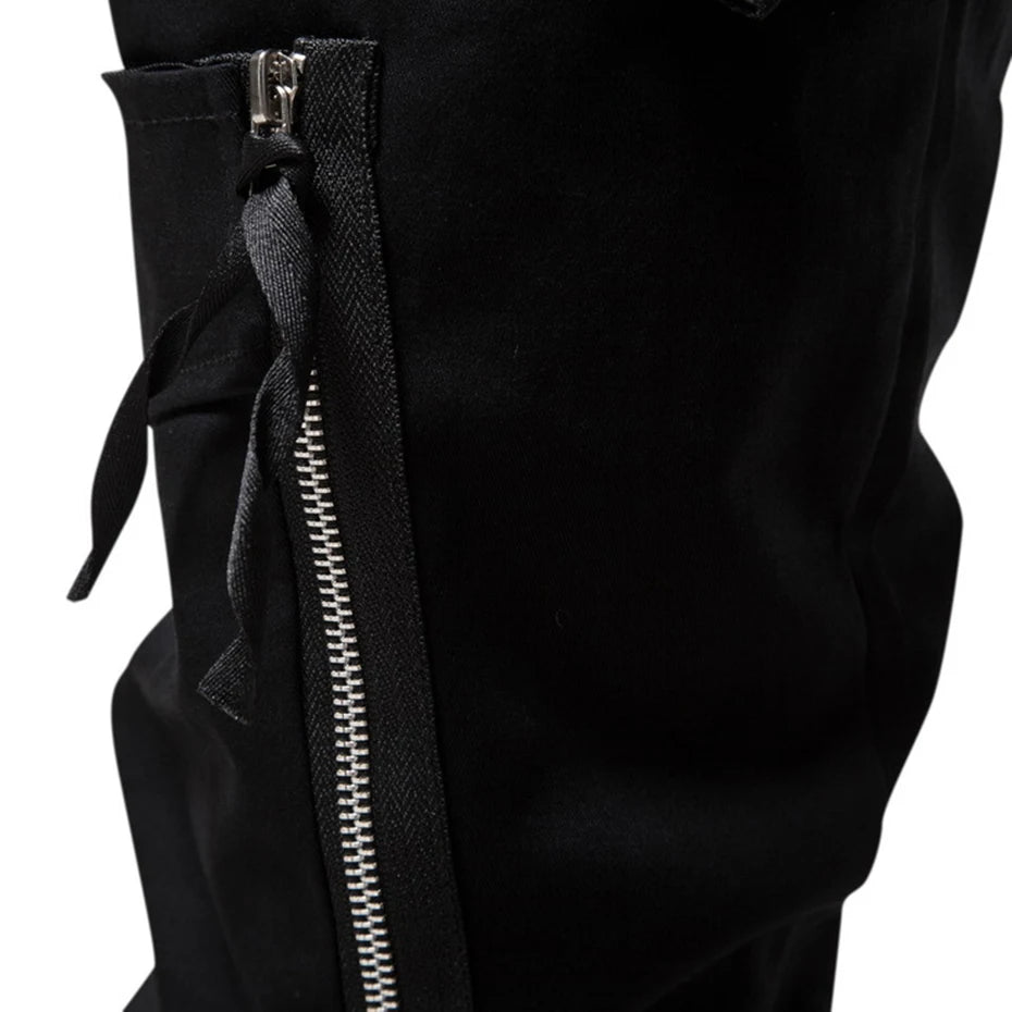 Black Multi Zipper Combat Cargo Pants , - Streetwear Cargo Pants - Slick Street