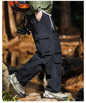 Plain Color Hiking Style Knee Pocket Pants ,  - Streetwear Pants - Slick Street