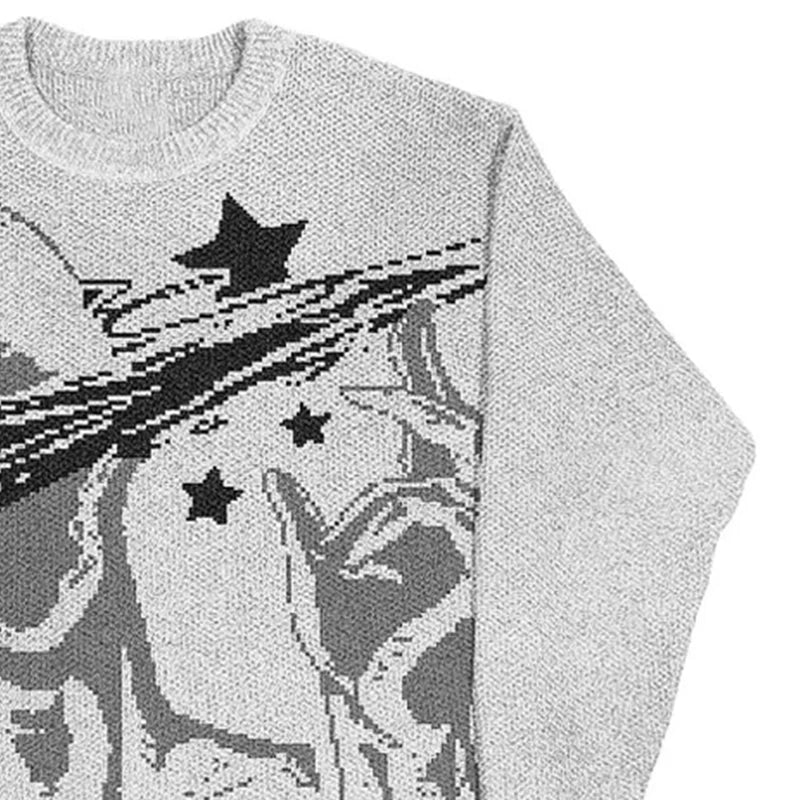 Ivory Color Galaxy Star Sweater , - Streetwear Sweater - Slick Street