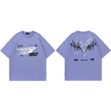 Splatter Fire Flame Texture T-Shirt Purple, S - Streetwear T-Shirts - Slick Street