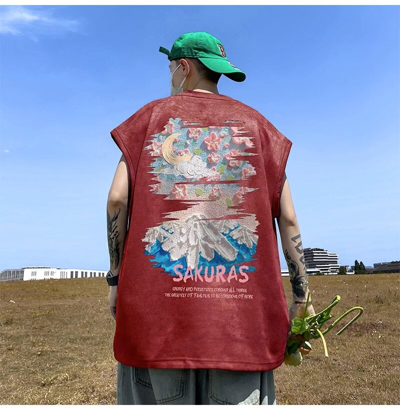 SAKURAS Colorful Scenery Painting T-Shirt , - Streetwear T-Shirts - Slick Street