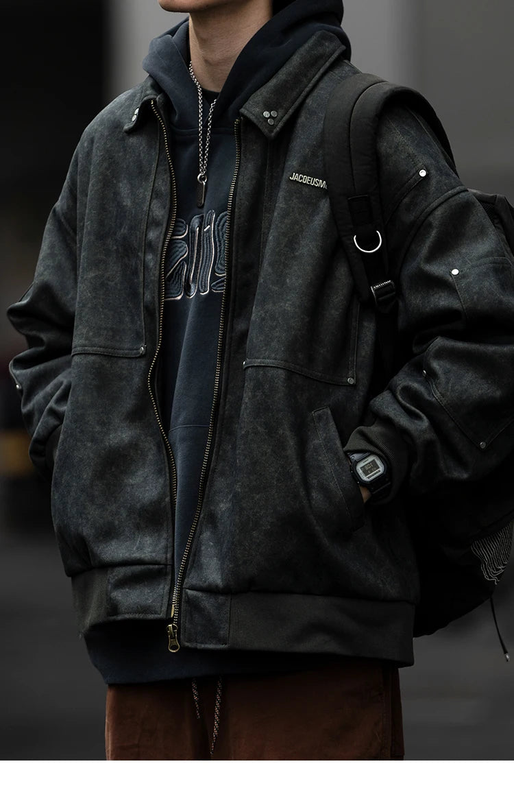 Folding Collar Riding Style Jacket , - Streetwear Jacket - Slick Street