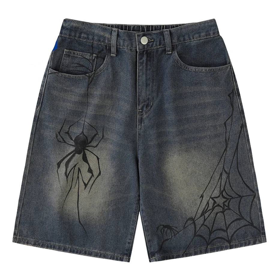 Nodok Spider Cobweb Blue Jean Shorts – Slick Street