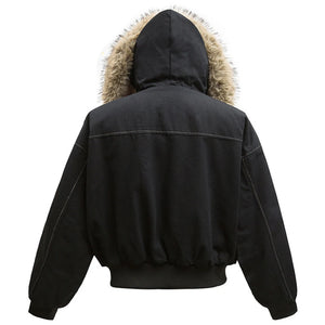 Fur Collar Parka Fleece Jacket , - Streetwear Jacket - Slick Street