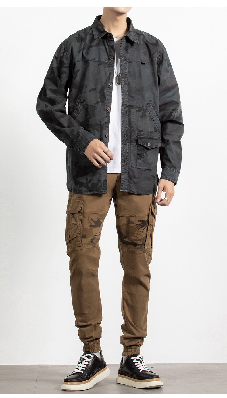 Classic Safari Camo Style Patch Pocket Jacket ,  - Streetwear Jacket - Slick Street