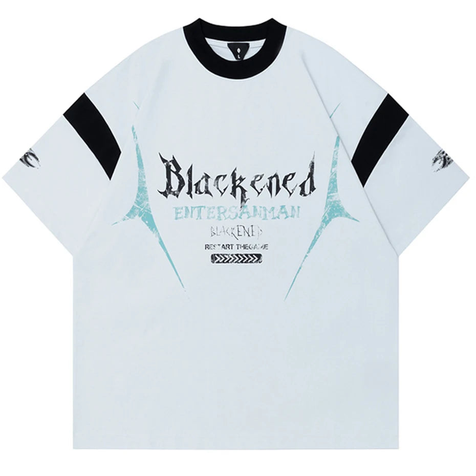 Blackened Restart The Game Oversized T-Shirt Blue, S - Streetwear T-Shirt - Slick Street