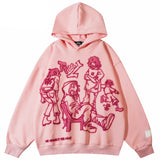 We V Cartoon Sketch Hoodie Pink, XXS - Streetwear Hoodie - Slick Street
