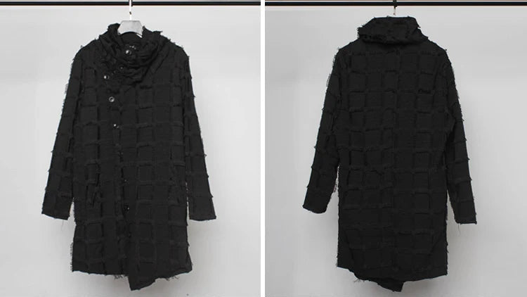 Mist Black Turtleneck Gothic Coat , - Streetwear Coat - Slick Street
