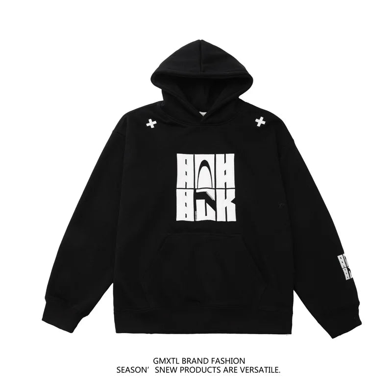 Plain Color Embroidery Hoodie Black, XS - Streetwear Hoodie - Slick Street