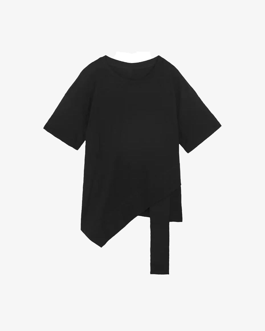 Kaju Long Bottom T-Shirt Black, XXS - Streetwear T-Shirt - Slick Street