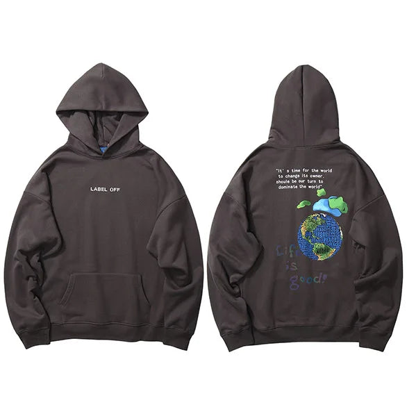 Life Is Good Global Peace Pullover Hoodie Grey, S - Streetwear Hoodie - Slick Street