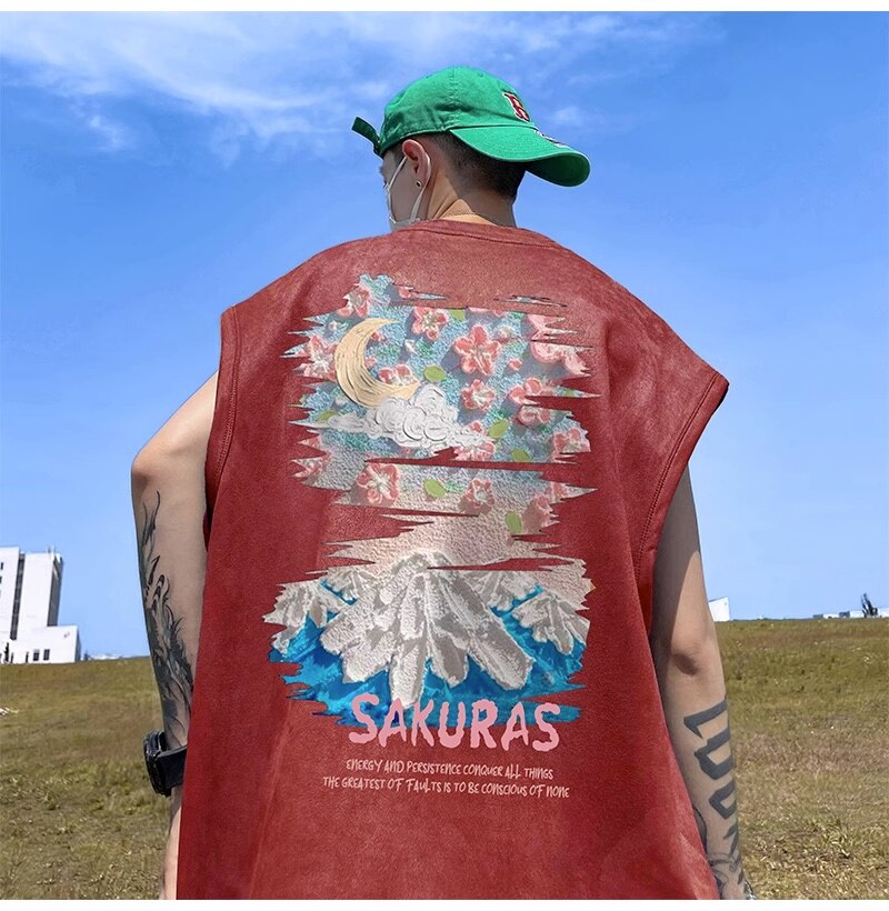 SAKURAS Colorful Scenery Painting T-Shirt , - Streetwear T-Shirts - Slick Street