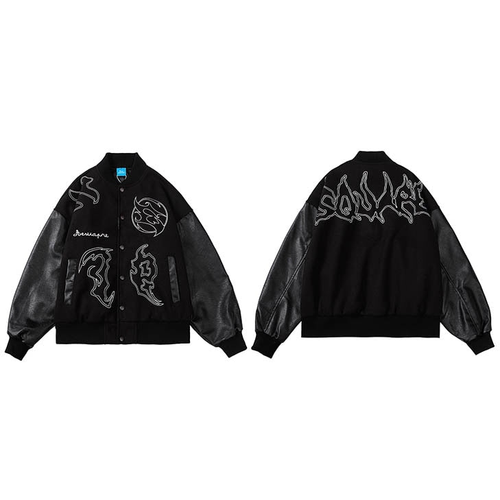 AESUAPRE Variant Symbol Button Up Jacket Black, M - Streetwear Jacket - Slick Street