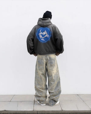 Y2k Retro Raw Edge Patchwork Denim Jeans ,  - Streetwear Pants - Slick Street