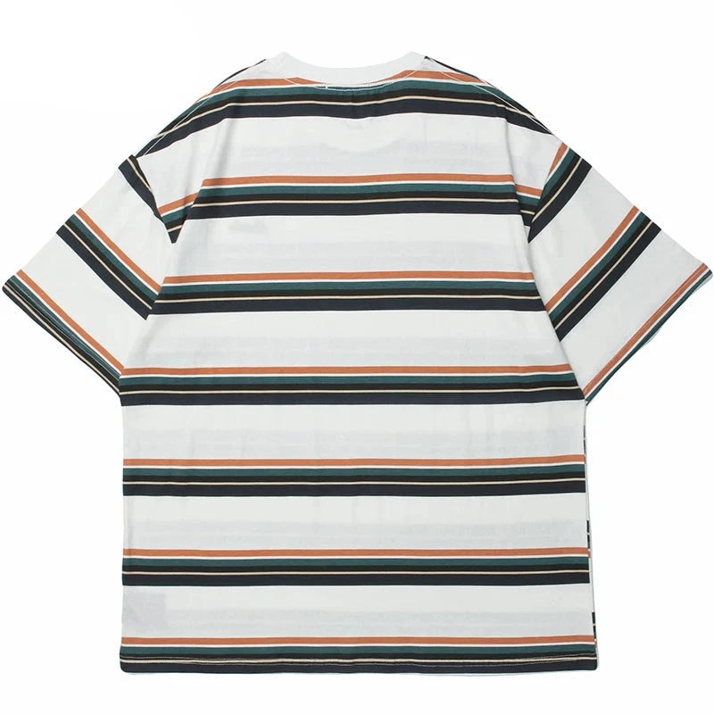 Varied Color Striped Pullover T-Shirt ,  - Streetwear T-Shirt - Slick Street