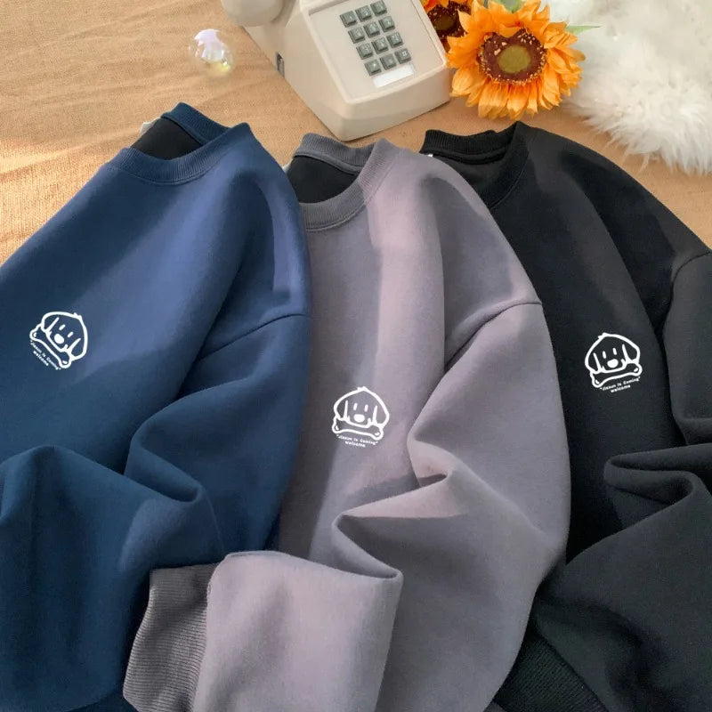 Cute Dog Graphic Waffle Fabric Sweater ,  - Streetwear Sweater - Slick Street