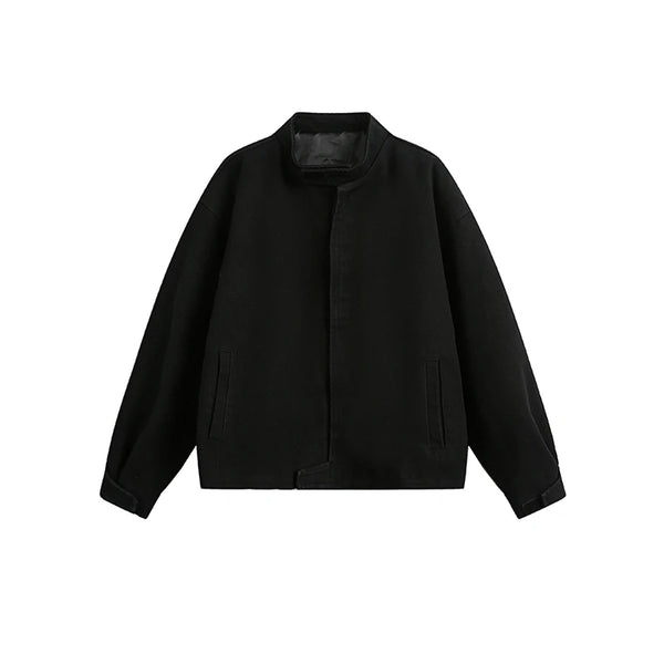 Plain Color Cropped Jacket Black, XS - Streetwear Jacket - Slick Street