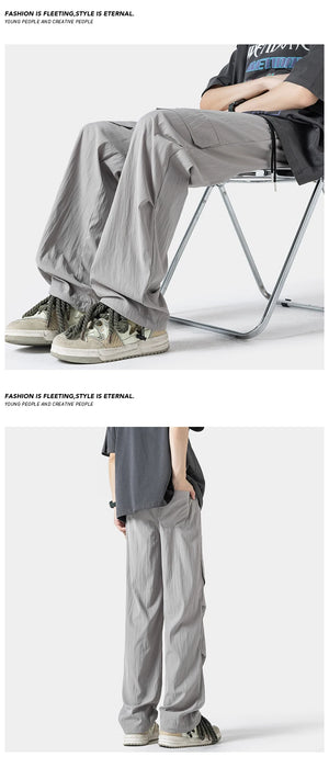 Plain Color Outdoor Straight Pants , - Streetwear Pants - Slick Street