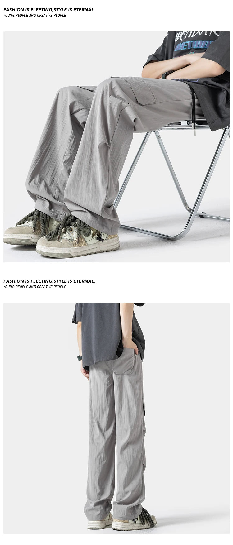 Plain Color Outdoor Straight Pants , - Streetwear Pants - Slick Street