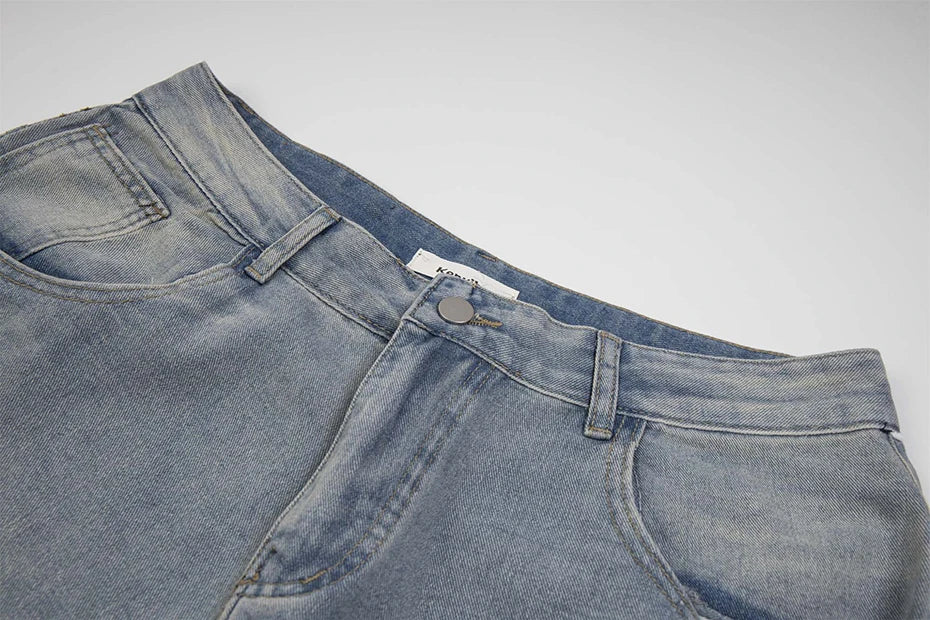 Rhinestone Denim Ripped Shorts , - Streetwear Shorts - Slick Street