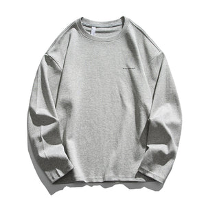 We lead, others copy© Casual Solid Long Sleeve Light Gray, XS - Streetwear T-Shirts - Slick Street