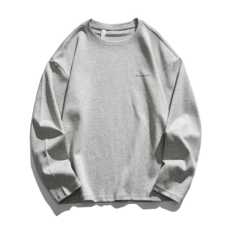 We lead, others copy© Casual Solid Long Sleeve Light Gray, XS - Streetwear T-Shirts - Slick Street