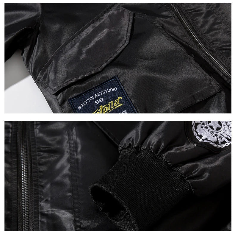 Retro Letter Embroidered Elastic Waist Jacket ,  - Streetwear Jacket - Slick Street