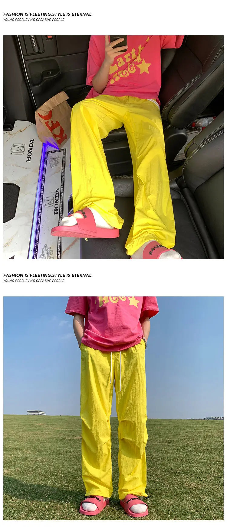 Solid Color Oversized Cargo Pants ,  - Streetwear Pants - Slick Street