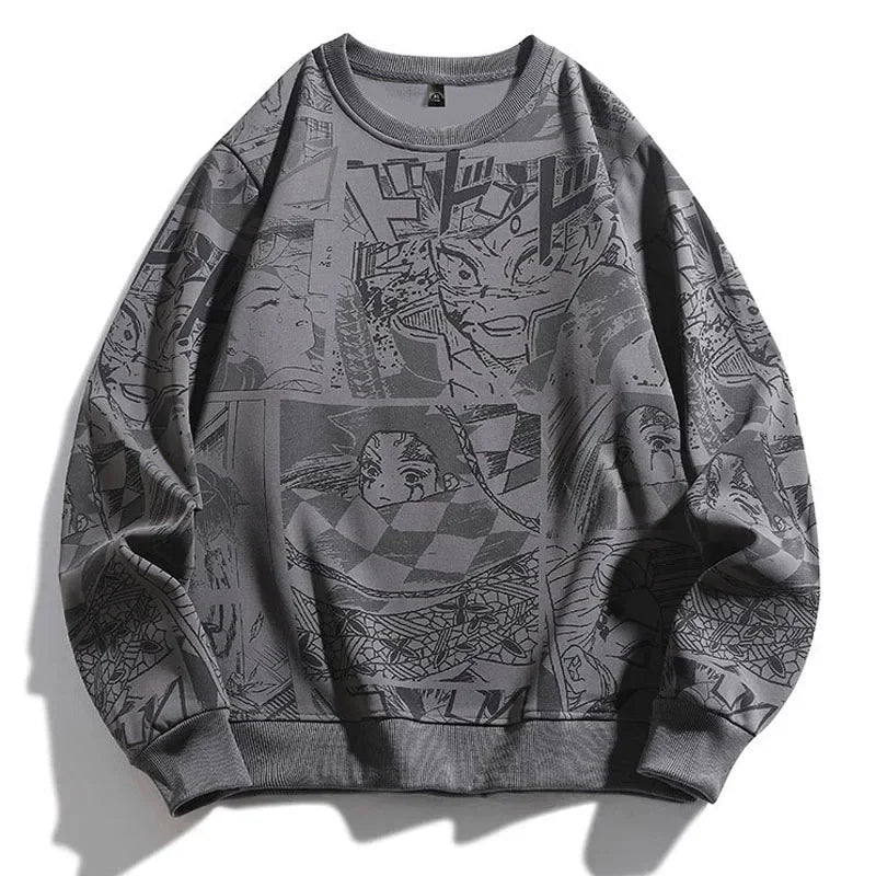 Demon Slayer Anime Sweater Dark Gray, XS - Streetwear Sweater - Slick Street