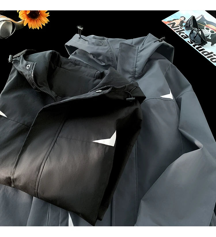 Dark Color Windbreaker Hoodie , - Streetwear Hoodie - Slick Street