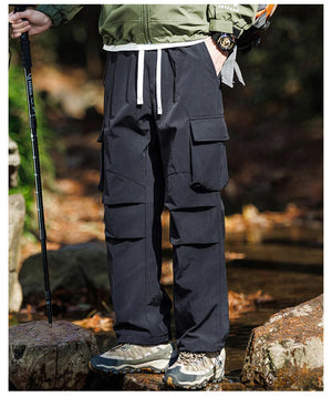 Plain Color Hiking Style Knee Pocket Pants ,  - Streetwear Pants - Slick Street