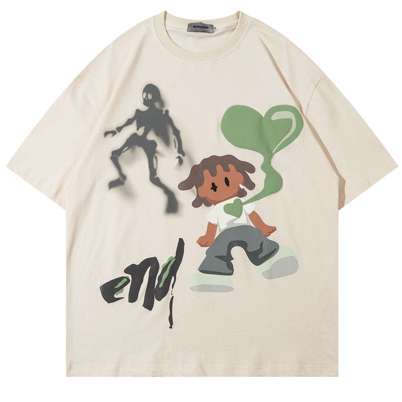 Ghost & The Boy With Heart Graphic T-Shirt , - Streetwear T-Shirts - Slick Street