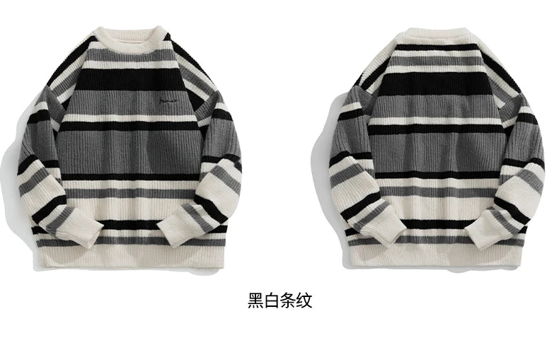 Stripe Embroidery Crochet Sweater ,  - Streetwear Sweater - Slick Street