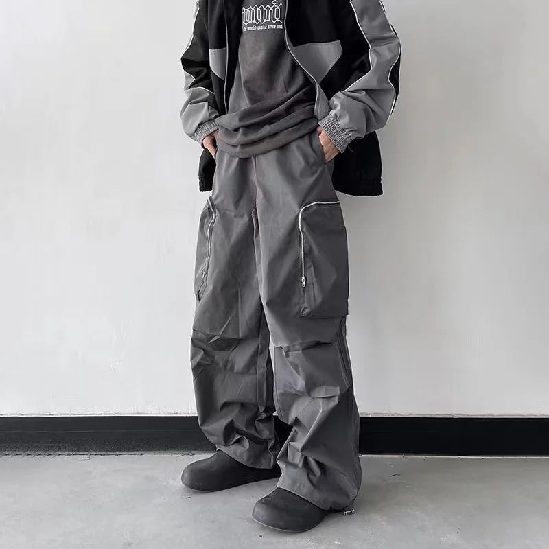 Large Knee Pocket Baggy Pants , - Streetwear Pants - Slick Street