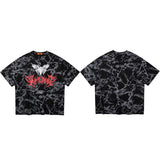 Butterfly Art Tie Die Long T-Shirt Black, M - Streetwear T-Shirt - Slick Street