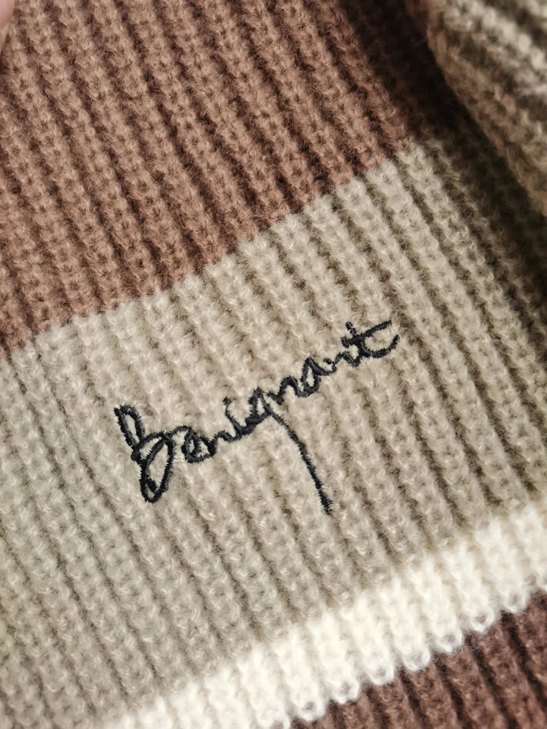 Stripe Embroidery Crochet Sweater ,  - Streetwear Sweater - Slick Street