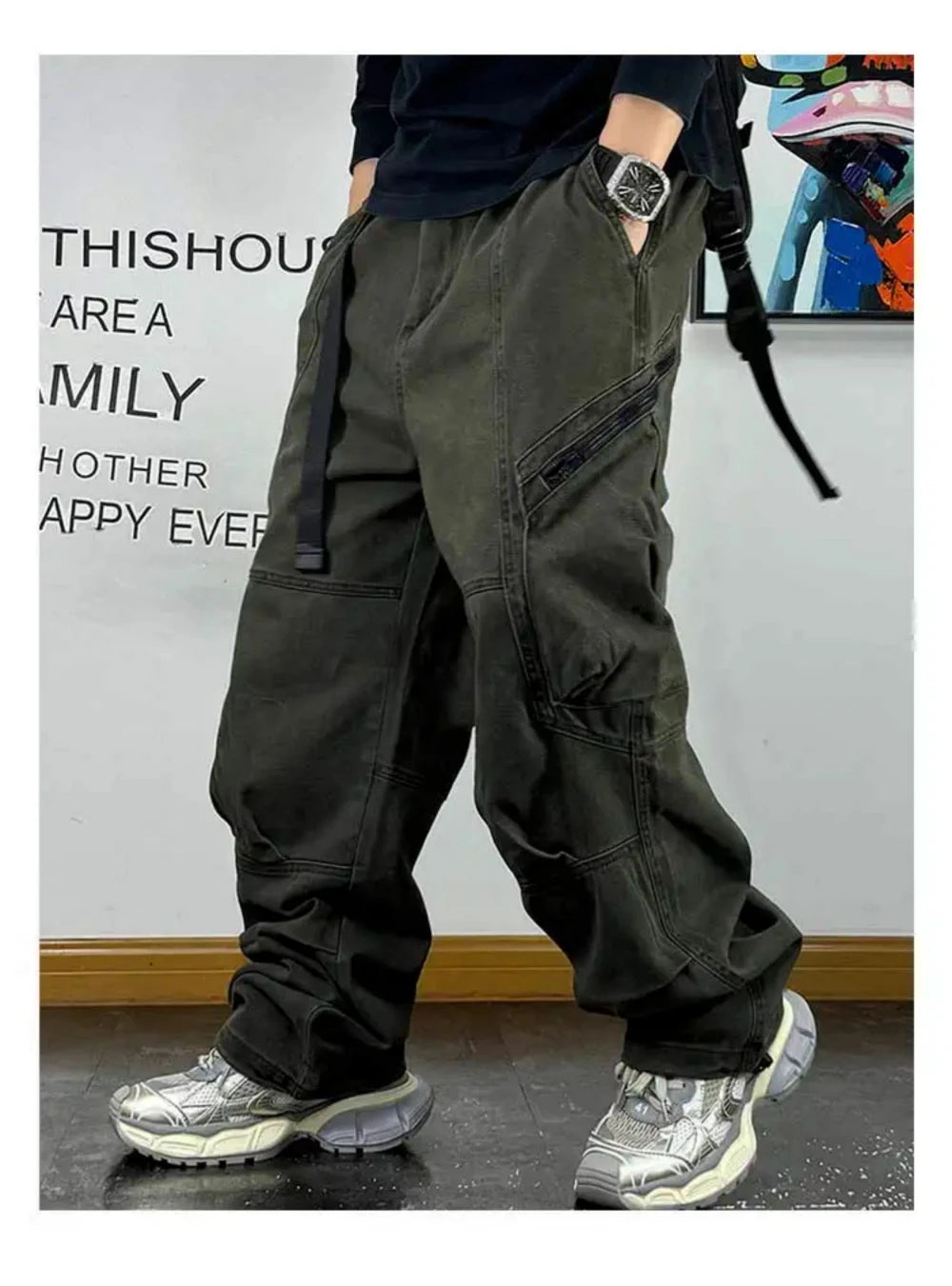 Multi-Pocket Cargo Baggy Pants , - Streetwear Pants - Slick Street
