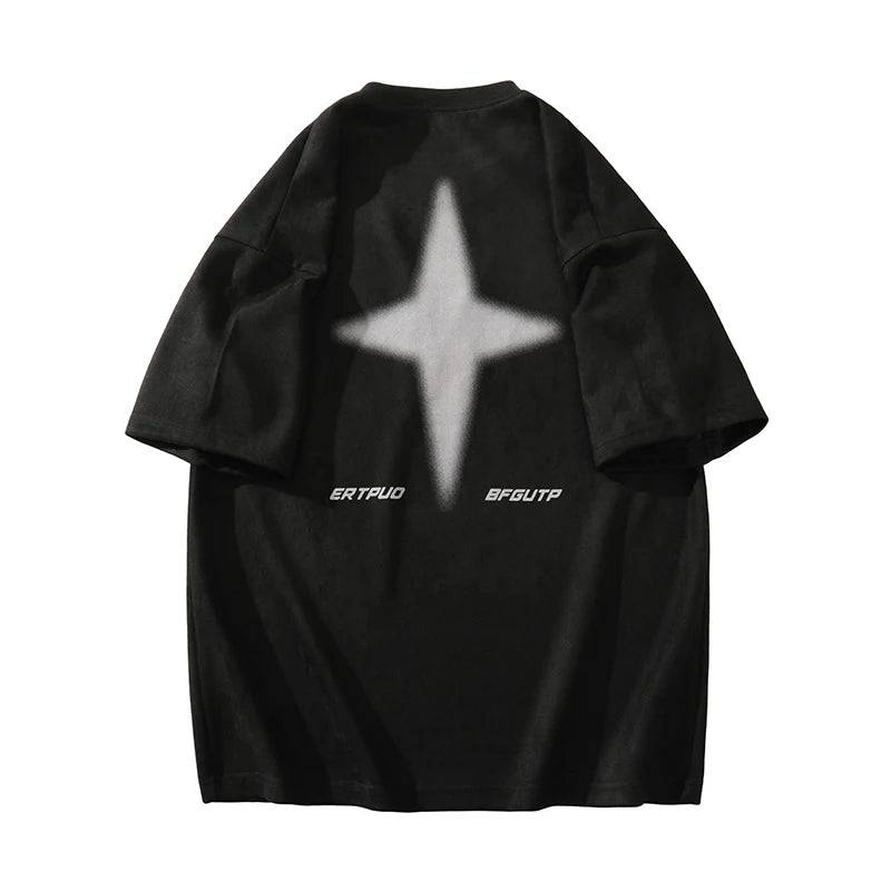 Letter R Foaming Embroidery Loose T-Shirt , - Streetwear T-Shirts - Slick Street