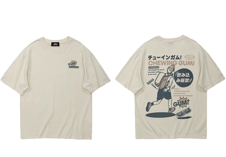 Chewing Gum Candy Cartoon Crew Neck T-Shirt , - Streetwear T-Shirts - Slick Street